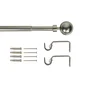 Kit de tringle à rideau Ball Diam.19 mm Nickel mat 120-210 cm