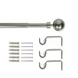 Kit de tringle à rideau Ball Diam.19 mm Nickel mat 160-300 cm