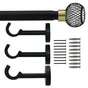 Kit de tringle a rideau Glama Diam.25 mm Noir mat 160-300 cm