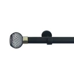 Kit de tringle a rideau Glama Diam.25 mm Noir mat 200-360 cm