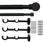Kit de tringle a rideau Koky Diam.25 mm Noir fonce 200-360 cm