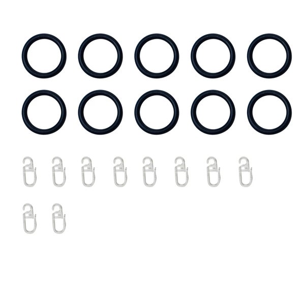 Lot de 10 anneaux anneau 16 mm plastique noir mat