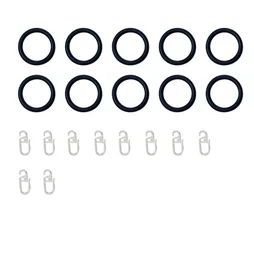 Lot de 10 anneaux anneau 16 mm plastique noir mat