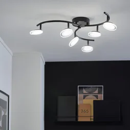 Plafonnier moderne à 6 têtes module led Loob, INSPIRE, diam. 83 cm métal noir