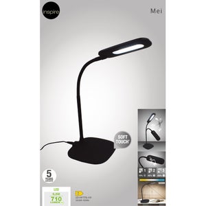 Lampe de bureau Mei tactile, fer / abs, noir, H.55 cm INSPIRE LED