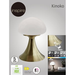 Lampe de chevet, glamour, metal laiton tactile, INSPIRE Kinoko, H.22cm