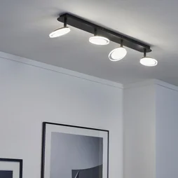 Rampe 4 spots led intégrée, métal noir, INSPIRE Loob