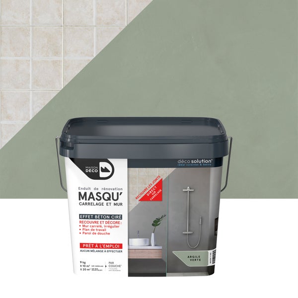 Enduit Masqu'carrelage et mur MAISON DECO, argile verte, 9 kg