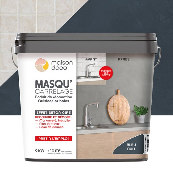 Enduit Masqu'carrelage et mur MAISON DECO, bleu nuit, 9 kg