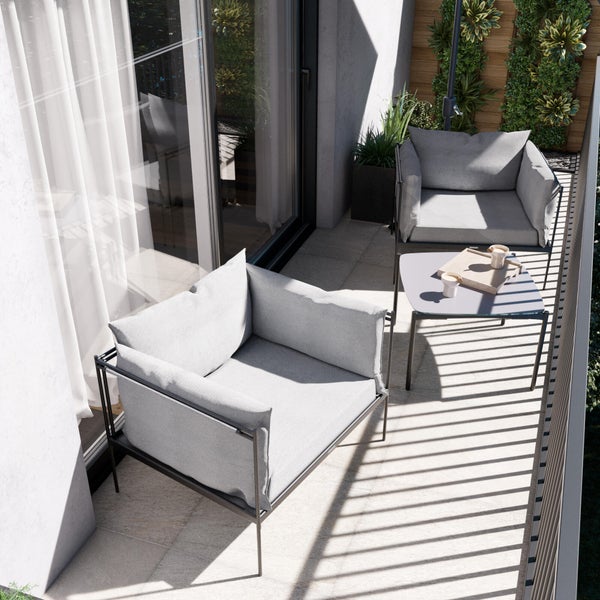 Salon bas de jardin acier NATERIAL Levo, 2 personnes, gris anthracite
