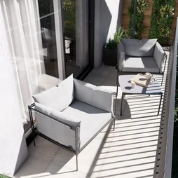 Salon bas de jardin acier NATERIAL Levo, 2 personnes, gris anthracite