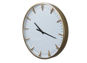 Horloge style moderne, diam. 50 cm, blanc et doré