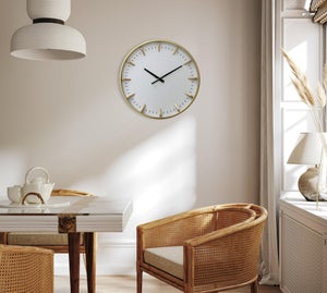 Horloge style moderne, diam. 50 cm, blanc et doré