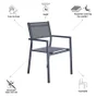 Fauteuil de jardin en aluminium, NATERIAL Orion alpha, gris/argent