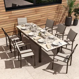 Table de jardin rectangulaire, NATERIAL Lyra, 10 personnes, marron