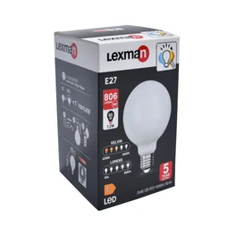 Ampoule led à filament opaline globe 95 mm E27 7.2 W, LEXMAN