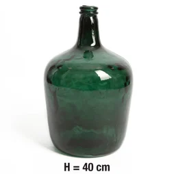 Vase verre recyclée, jeanne, vert, l.24 x H.40 cm
