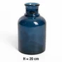 Vase verre recyclée, lisse, bleu l.12 x H.20 cm