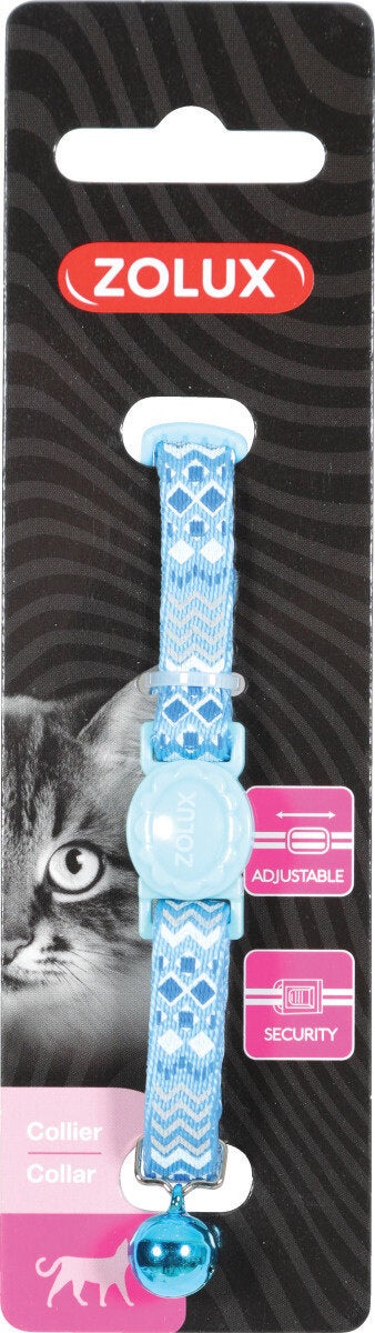 Collier chat nylon 17-30cm ethnic bleu