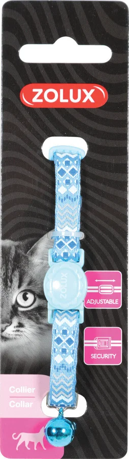 Collier chat nylon 17-30cm ethnic bleu