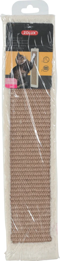 Griffoir mural à fixer sisal/peluche 12x56/ep 2,5cm beige