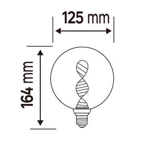 Ampoule led décorative, globe 125 mm E27, 130Lm = 16W, blanc tres chaud, LEXMAN