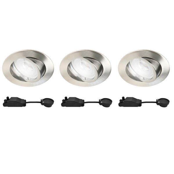 Kit 3 spots à encastrer orientable Bama gu10, 4000K INSPIRE rond nickel