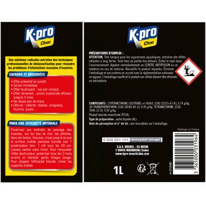 Insecticide anti-rampants pulvérisateur cafard et araignée, K.PRO, 1 litre