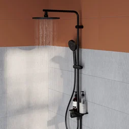 Colonne de douche noire sans robinet