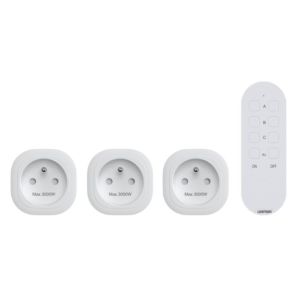 Lot de 3 prises télécommandables intérieur LEXMAN, 3000 W
