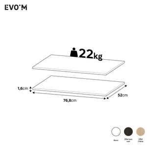 Lot de 2 étagères pour caisson SPACEO Evo'm blanc L.76.8 x  P.52 cm