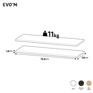 Etagere pour caisson SPACEO Evo'm chene effet chene L.76.8 x P.26 cm