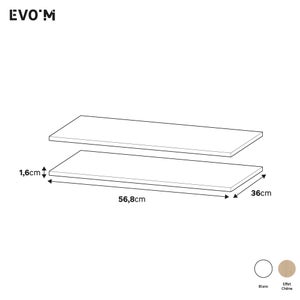Lot de 2 étagères pour caisson SPACEO Evo'm blanc L.56.8 x P.36 cm