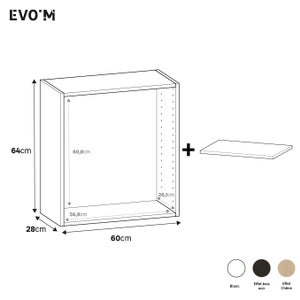 Caisson + 1 tablette SPACEO Evo'm effet Chene H.64 X L.60 P.28 cm