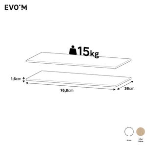 Lot de 2 étagères pour caisson SPACEO Evo'm blanc L.76.8 x P.36 cm