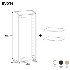 Caisson + 2 tablettes SPACEO Evo'm effet Chene H.102,4 X L.40 P.28 cm