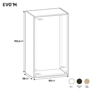 Caisson SPACEO Evo'm effet chêne H.102,4 x  L.60 x  P.38 cm