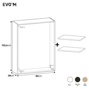 Caisson + 2 tablettes SPACEO Evo'm Blanc H.102,4 X L.80 P.28 cm