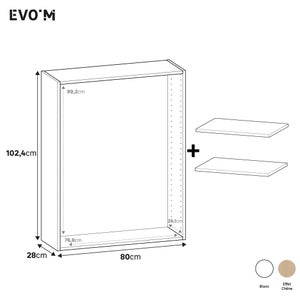 Caisson + 2 tablettes SPACEO Evo'm Blanc H.102,4 X L.80 P.28 cm