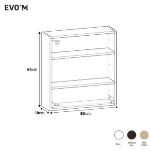 Caisson + 2 tablettes incluses SPACEO Evo'm Blanc H.64 X L.60 X P.18 cm