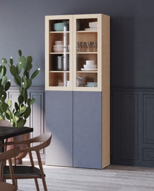 Porte battante SPACEO Evo'm Murano vitrée cadre effet chêne H.102,4 X L.40