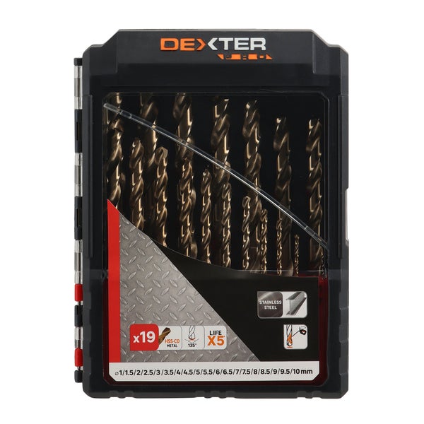 Coffret de 19 forêts métal, diam. 1 à 10 mm DEXTER PRO