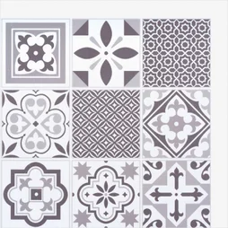 Lot de 6 crédences adhèsives oriental til, gris, 30.5 cm x 30.5 cm