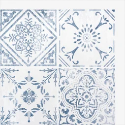 Lot de 6 crédences adhèsives vintage, bleu, 30.5 cm x 30.5 cm