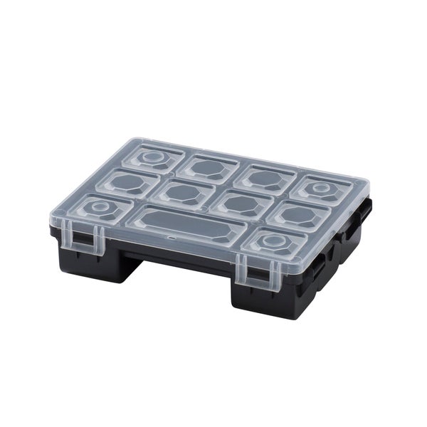 Organiseur polypropylène noir transparent, taille S DEXTER, l.19.2 x H.5 x P.14.3 cm