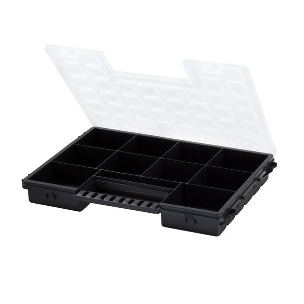 Organiseur polypropylène noir transparent, taille L DEXTER, l.38.5 x H.5 x P.28.3 cm