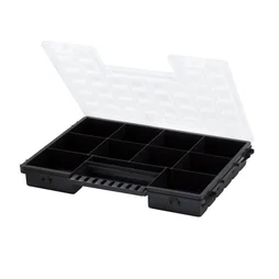 Organiseur polypropylène noir transparent, taille L DEXTER, l.38.5 x H.5 x P.28.3 cm