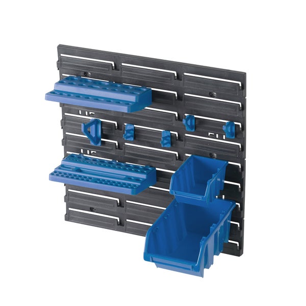 Panneau mural avec accessoires bleu, DEXTER,  l.11 x H.40 x P.40 cm