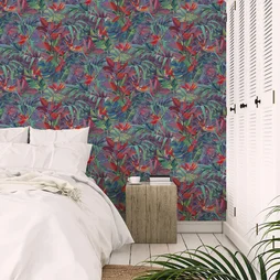 Papier peint intisse paradise flowers multicolore