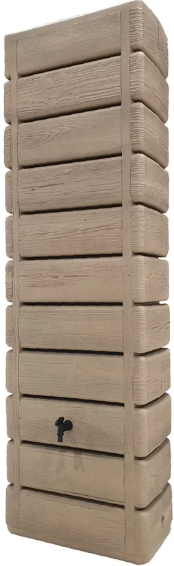 Récupérateur d'eau aérien rectangulaire mural, BELLI Wood, 300 litres, imitation bois